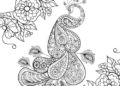 Peacock Coloring Pages with Flowers