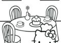 Hello Kitty Coloring Pages Dinner