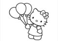 Hello Kitty Coloring Pages Holding Balloons
