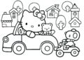 Hello Kitty Coloring Pages on The Car