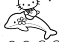 Hello Kitty Coloring Pages with Dolphin