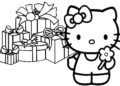 Hello Kitty Coloring Pages with Gift