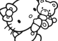 Hello Kitty Coloring Pages with Teddy Bear