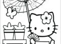 Hello Kitty Coloring Pages with Umbrella