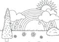 Rainbow Coloring Pages with Landscape