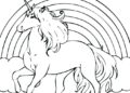 Rainbow Coloring Pages with Unicorn Horse
