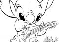 Stitch Coloring Pages with Guitar