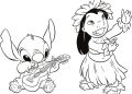 Stitch Coloring Pages with Lilo Playing Guitar