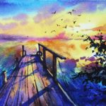 Watercolor Painting of Sea