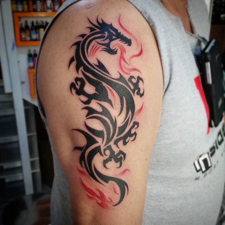 Dragon Tattoo Tribal For Men on Sleeve.