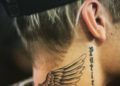 Justin Bieber Neck Tattoo of Wings
