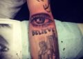 Justin Bieber's Eye Tattoo on Hand