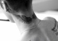 Justin Bieber's Wings Tattoo on Back Neck