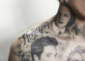 Kat Von D Tattoo on Shoulder and Chest