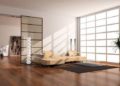 Modern Japanese Interior Design Ideas For Living Room and Wooden Floor