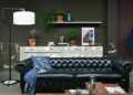 Contemporary Interior Design with Black Leather Sofa