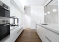 Modern Minimalist Small Kitchen Design For Contemporary House with White Cabinetry