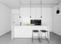 Modern Minimalist Small Kitchen Design Ideas For White Kitchen with Black Accent