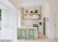 Modern Minimalist Small Kitchen Design Ideas with Green Chairs