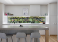 Modern Minimalist Small Kitchen Design with Greenery Backsplash