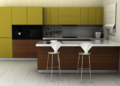 Peninsula Kitchen Design of Cabinetry with Chairs