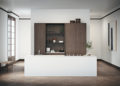 Scandinavian Kitchen Design Ideas For Modern White Kitchen with Wooden Cabinet