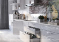 Scandinavian Kitchen Design Ideas with Artistic Brick Wall For Backsplash