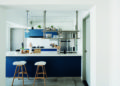 Scandinavian Kitchen Design Ideas with White and Nordic Blue Color Combination
