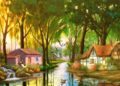 Beautiful Nature Drawing Ideas of Village Beside The River
