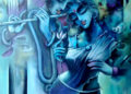 Krishna and Radha Love Painting Abstract