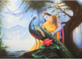 Krishna and Radha Painting with Peacock