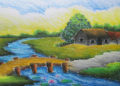 Nature Drawing Inspiration of A Village with Small River
