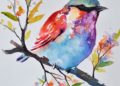 Painting of Birds of Watercolor Painting