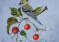 Painting of Birds on Cherry Fruits
