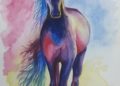 Painting of Horse with Abstract Background