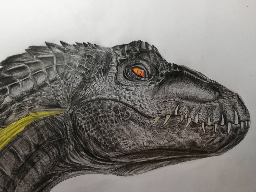 Indoraptor Head Drawing with Pencil.