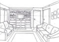 Perspective Drawing Ideas of Living Room Image