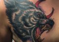Wolf Tattoo Designs For Men on Chest