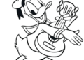 Donald Duck Coloring Pages with Guitar