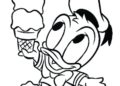 Donald Duck Coloring Pages with Ice Cream