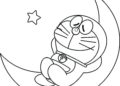 Doraemon Coloring Pages Sleep on The Moon