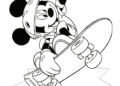 Mickey Mouse Coloring Pages Playing Skateboard