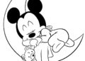 Mickey Mouse Coloring Pages Sleep on the Moon