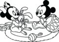 Minnie Mouse Coloring Pages Playing with Mickey Mouse