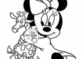 Minnie Mouse with Giraffe Coloring Pages