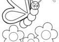 Preschool Coloring Pages of Bee and Flowers