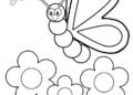 Preschool Coloring Pages of Bee and Flowers Image