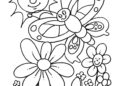Preschool Coloring Pages of Flowers and Butterfly