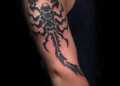 Tribal Scorpion Tattoo For Men on Upper Arm