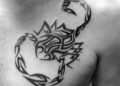 Tribal Scorpion Tattoo For Men on Upper Chest